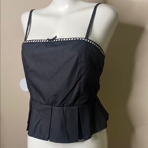 Petal Dew Black retro rockabilly camisole ribbon Top M